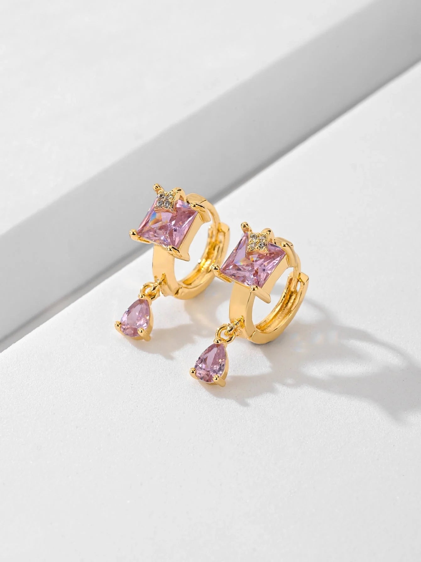 Copper-plated gold fashion earrings with water droplet design in six colors