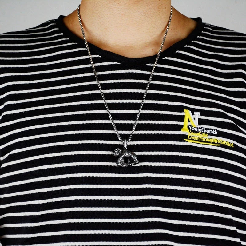 Geometric titanium steel pendant necklace with adjustable chain for men and women