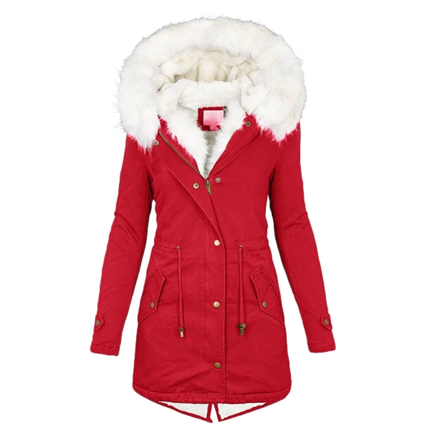 Women's cotton padded jacket with white collar, available in multiple colours and sizes