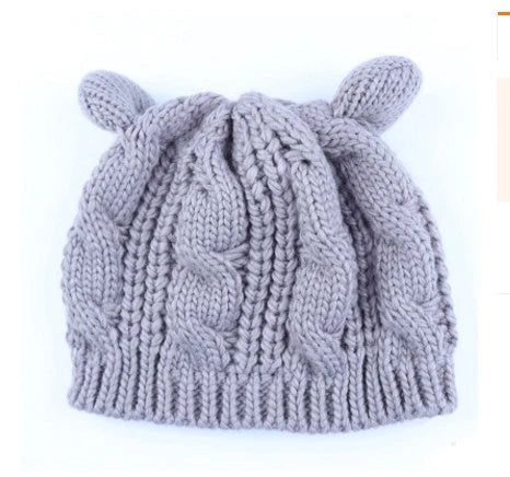 Autumn Winter Cat Ear Knit Beanie in various colors with unique design