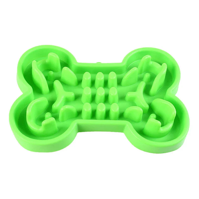 Silicone slow feeder bowl for dogs in rose red, blue, and green
