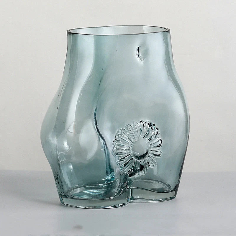 European style glass floral vase for single stem flowers on table