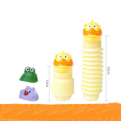 Adjustable portable urinal for kids in green, pink, yellow, and blue with cartoon designs