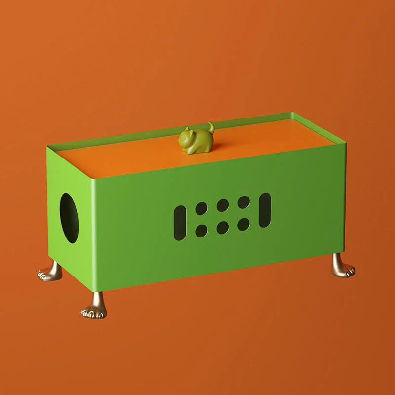 Cartoon Big Feet Power Socket Data Cable Storage Box in orange and grass green