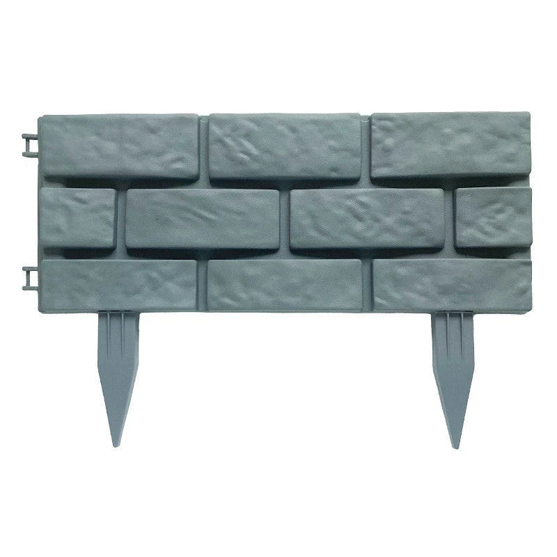 Rectangular plastic garden fence with imitation stone effect in grey
