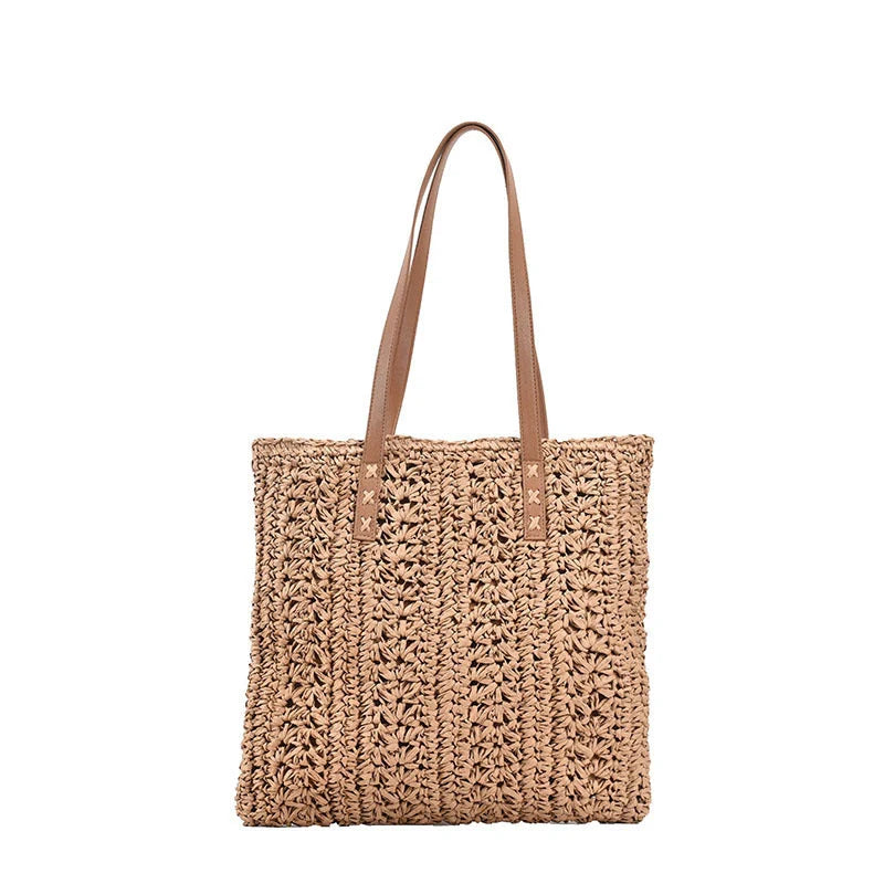 Hand-knitted Korean-style one-shoulder armpit bag with magnetic buckle in beige and khaki