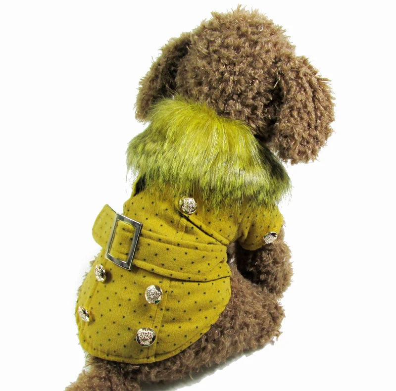 Wool blend dog coat for small breeds in multiple colours