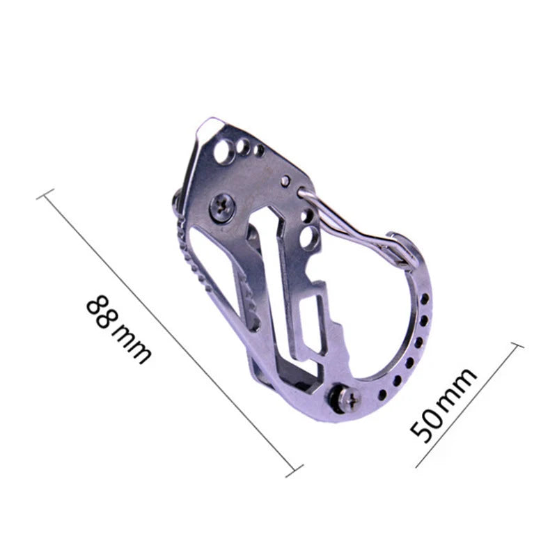 Outdoor portable multi-function key clip with optional bottle opener, durable metal construction