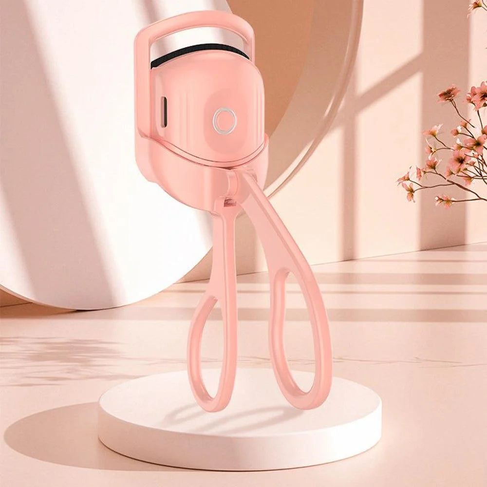 Portable electric heated eyelash curler with USB recharge for quick, beautiful lashes