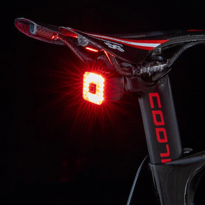 GIYO Bicycle Smart Brake Charging Taillight in black with dual bracket installation