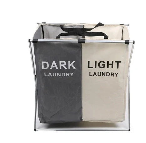 Foldable multi-layer laundry basket with waterproof liner and three compartments