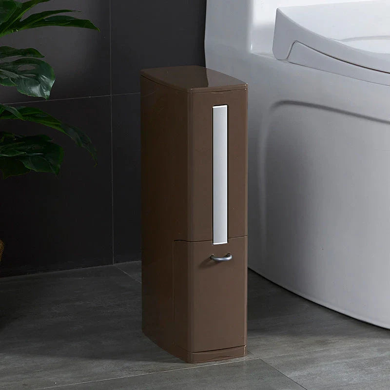 Compact white coffee toilet brush set with built-in tissue box, dimensions 19.5*11*41.2cm