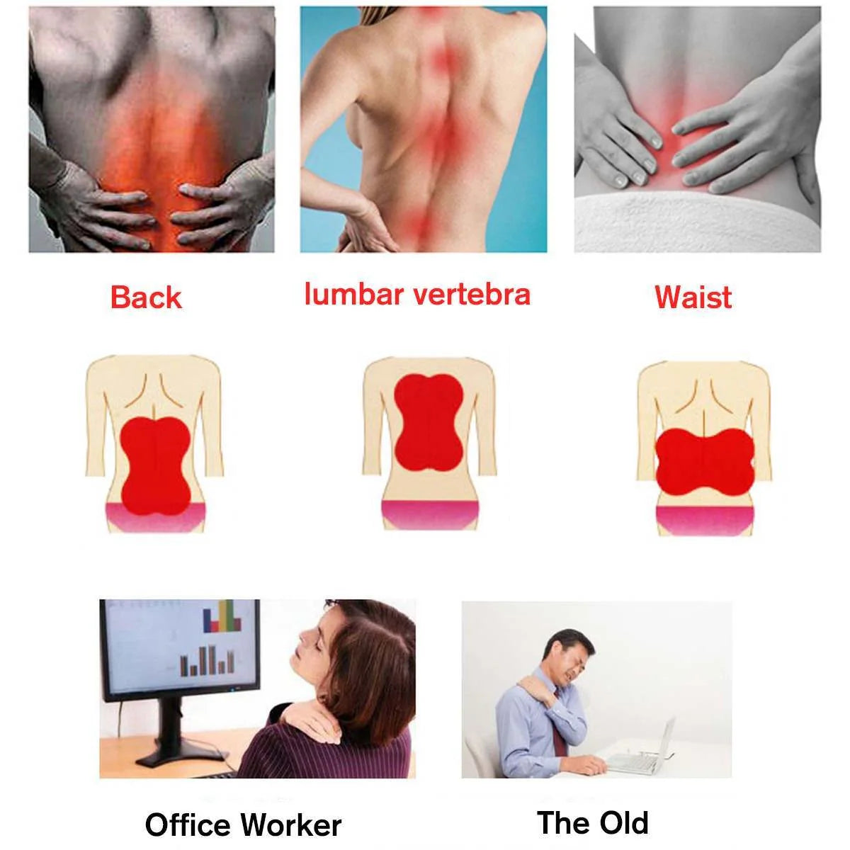 Relax Back Massager Pillow for spine pain relief, red polyurethane, 330x240x70mm