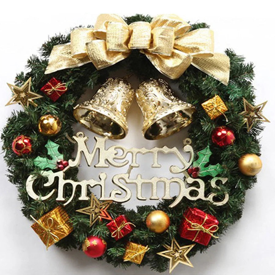 Christmas wreath with natural pine, pine cones, and berries for festive decoration