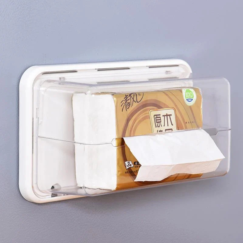 Magnet-free perforated cling film storage rack for refrigerator organisation in white and transparent