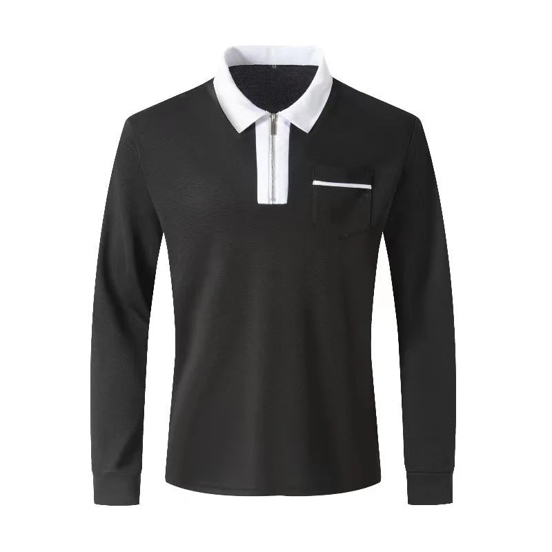 2024 Autumn Men's Long Sleeve Zipper Polo Shirts in various colors