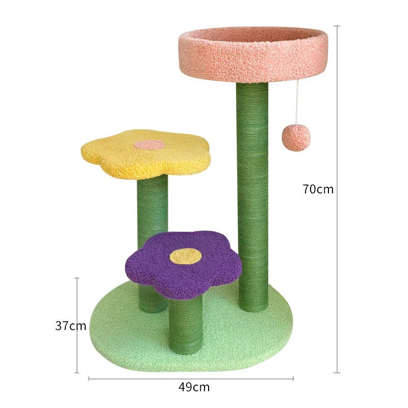 M51 28" Stable Cute Sisal Cat Climbing Tree with lambswool in bright colors