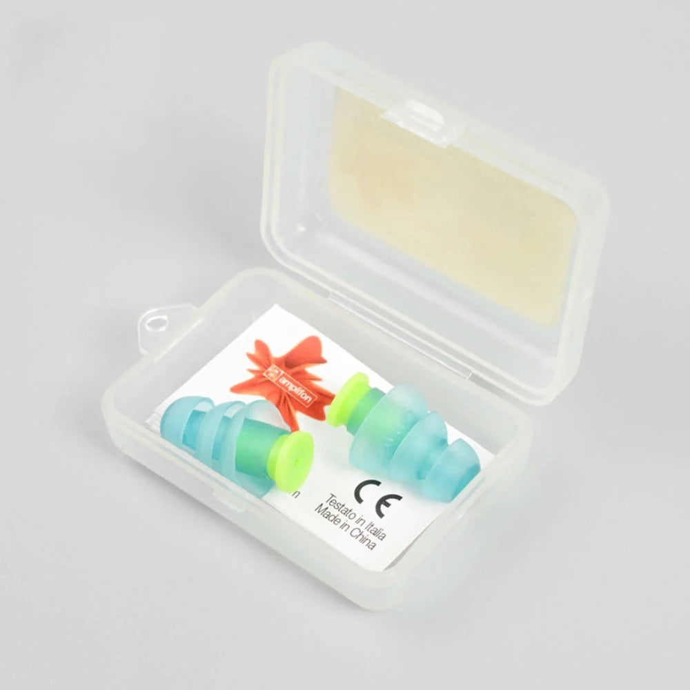 Light blue silicone anti-noise earplugs for travel noise reduction