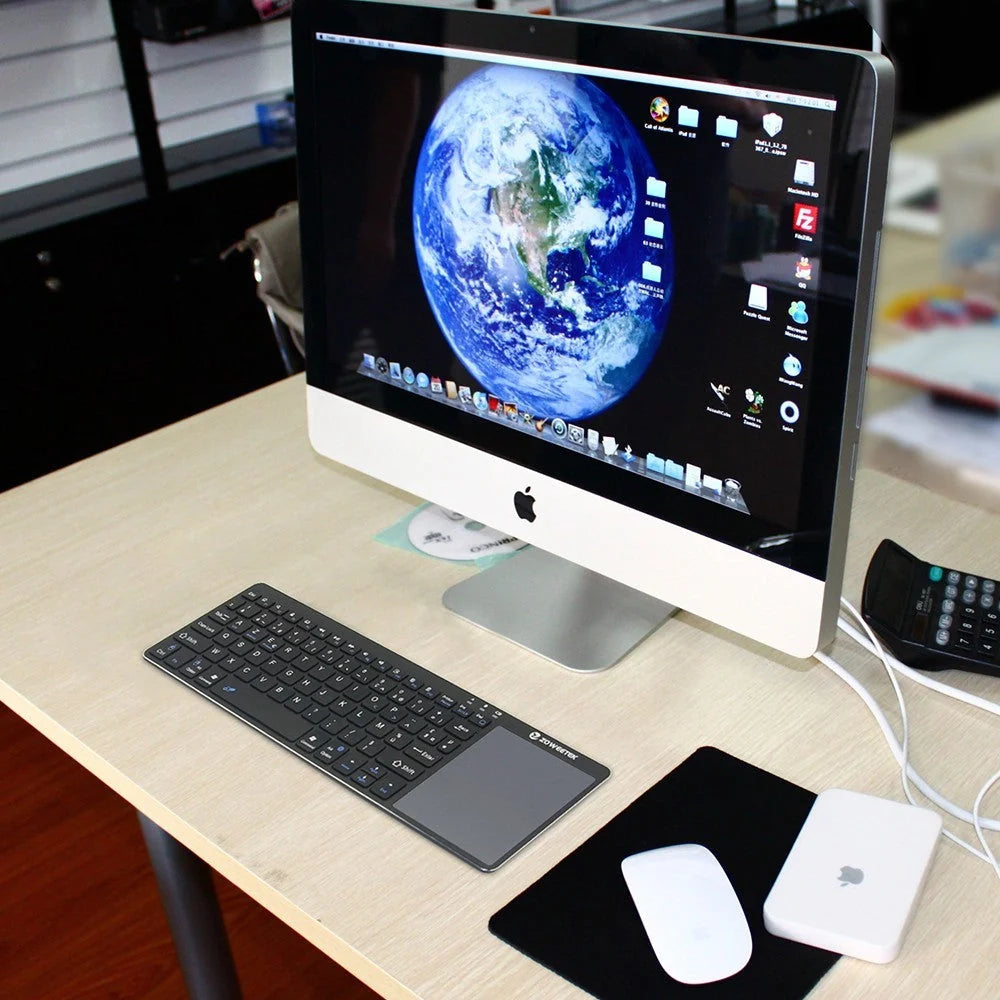 Zoweetek K12BT-1 Mini Wireless Bluetooth Keyboard with multi-touch touchpad for Smart TVs, PCs, and Android devices