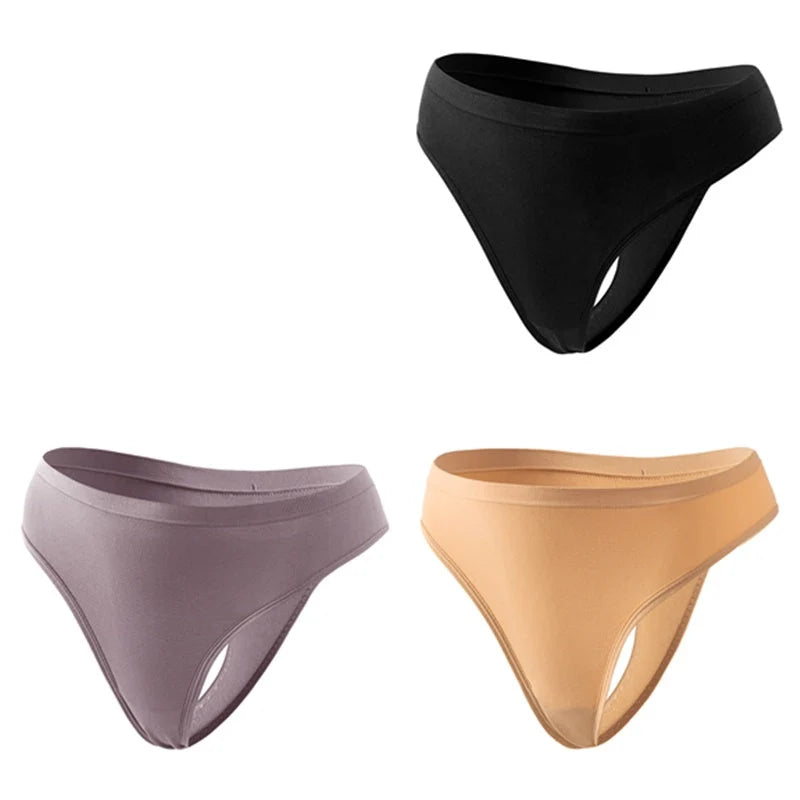 Women's low waist cotton lined sports panties in a 3-color set