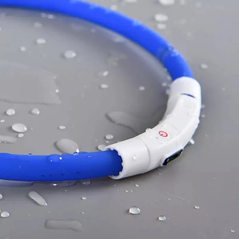 LED Pet Light Collar for Dogs in Blue with Adjustable Modes