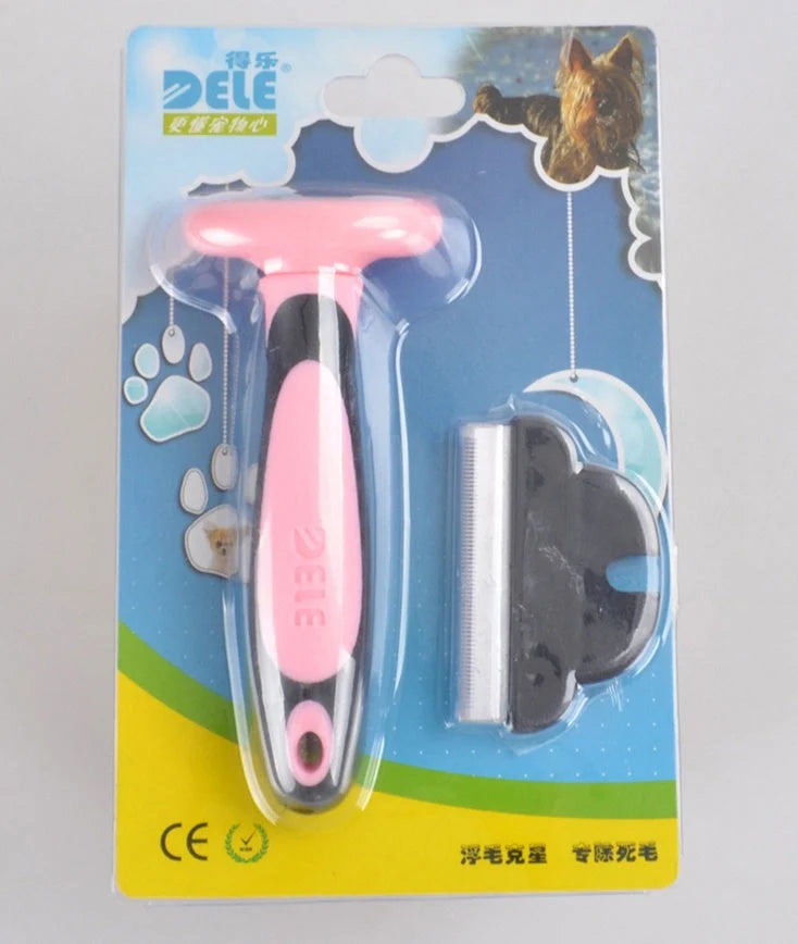 Blue and Pink Pet Hair Removal Comb for long straight hair, sizes S, M, L