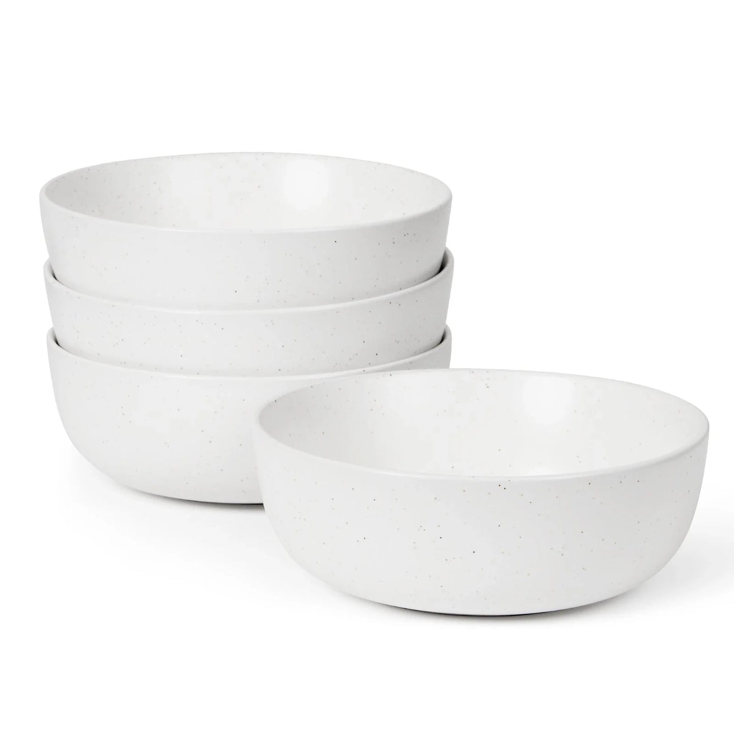 Set of 4 ceramic kitchen bowls, 27oz each, in grey and white, microwave and oven safe