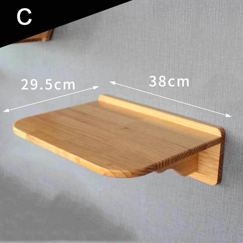 Solid wood wall-mounted cat jumping platform for feline fun and exercise
