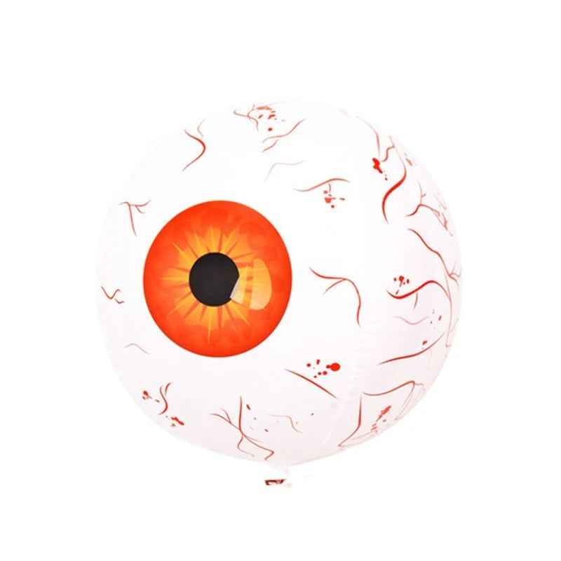 Halloween Eyeball Balloon with bloodshot design in green, blue, and red