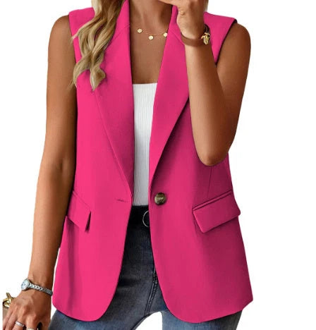Women's loose fit sleeveless suit vest in various colours
