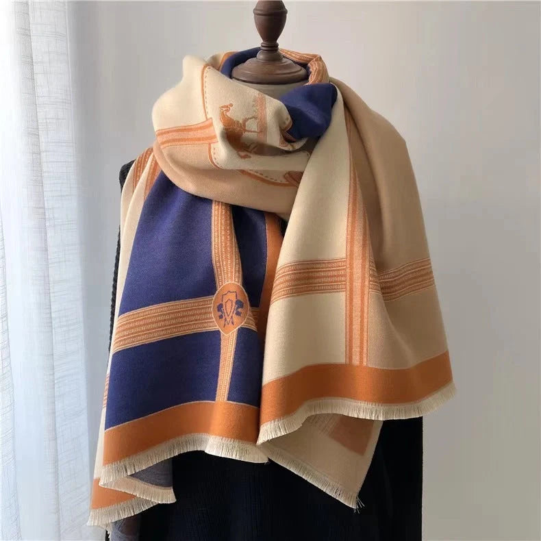 Korean style contrast colour cotton scarf for women, lightweight and versatile for all seasons