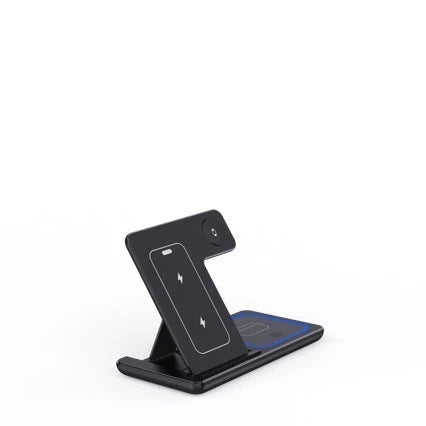 3-in-1 Fast Wireless Charging Station with LED Light for Smartphones, Smartwatches, and Wireless Earbuds