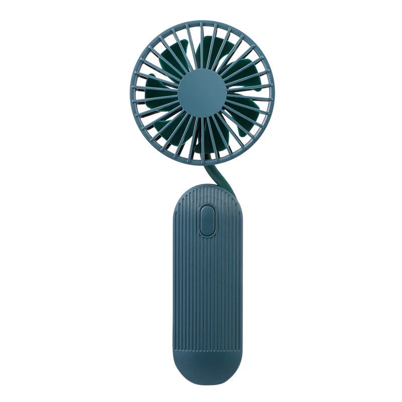 Rechargeable handheld fan with adjustable neck strap and silent operation