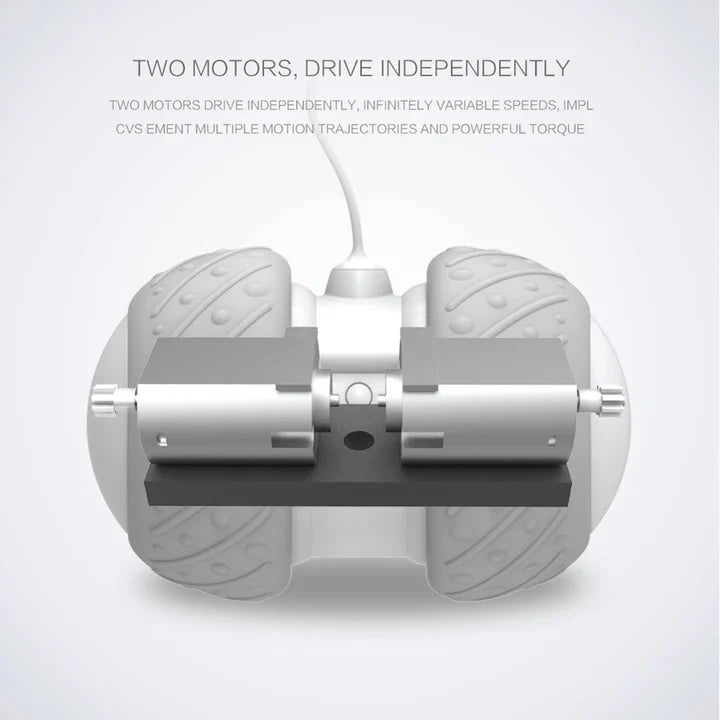 A grey interactive cat toy with a feather attachment, designed to engage a cat's natural hunting instincts and provide long-lasting entertainment.