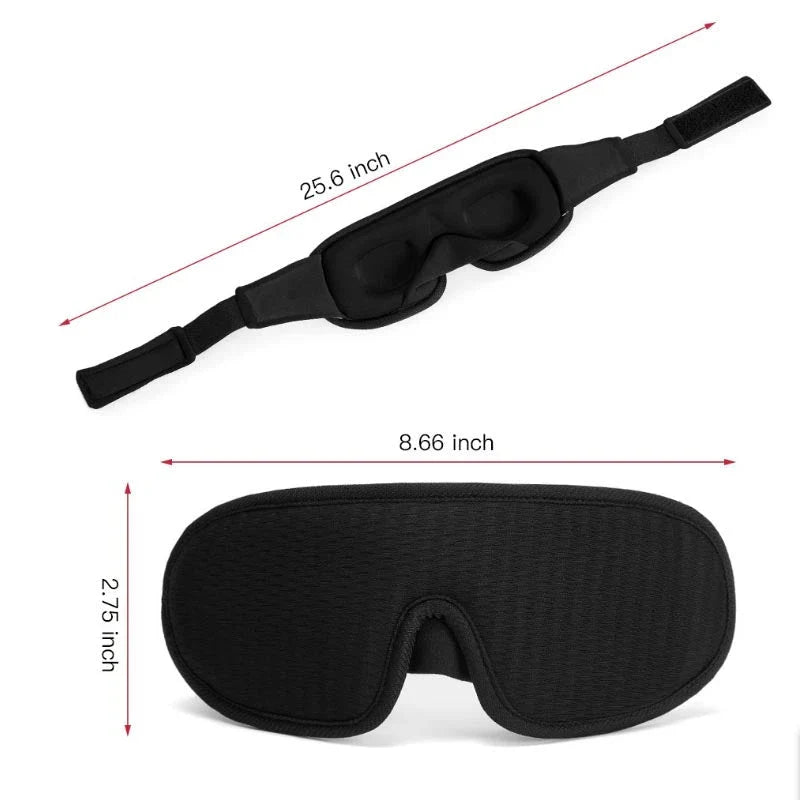Soft, breathable 3D memory foam sleep mask in gray color providing total darkness and pressure relief for restful sleep
