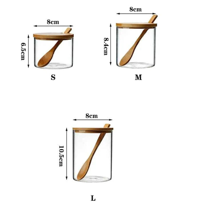 Transparent glass jar with wooden spoon, a versatile and eco-friendly kitchen storage solution for Kiwi homes
