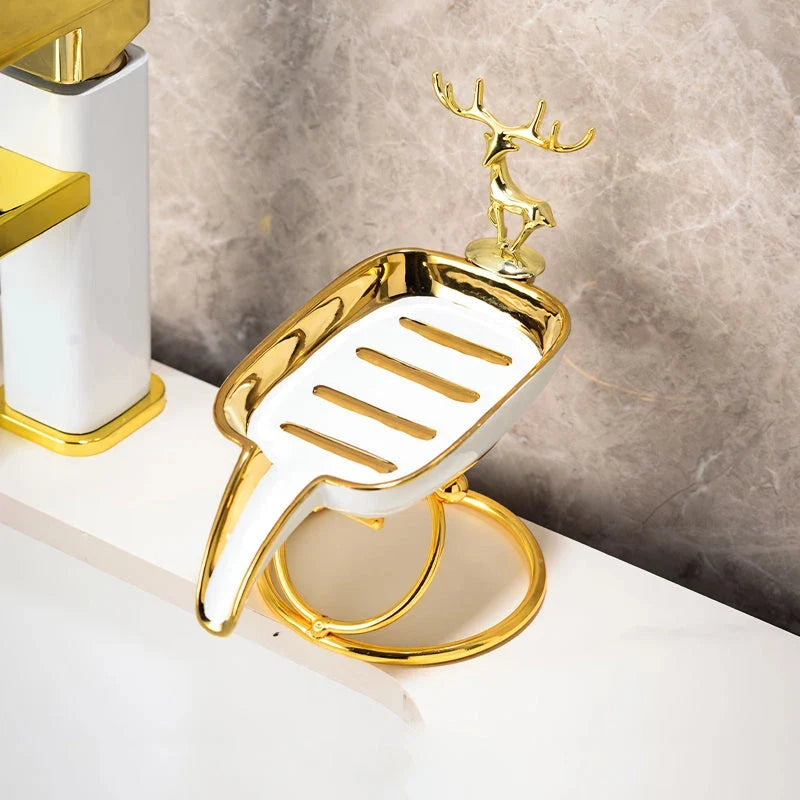 Premium ceramic soap rack with effective drainage system for organized, stylish bathrooms