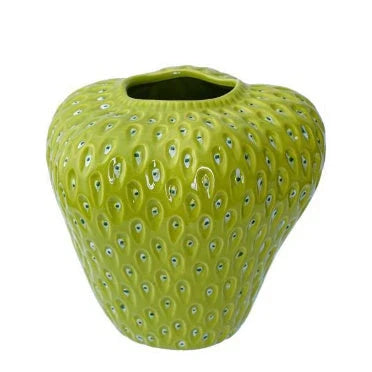 Stylish strawberry-shaped ceramic vase in various colors and sizes, perfect for adding Kiwi charm to your home decor