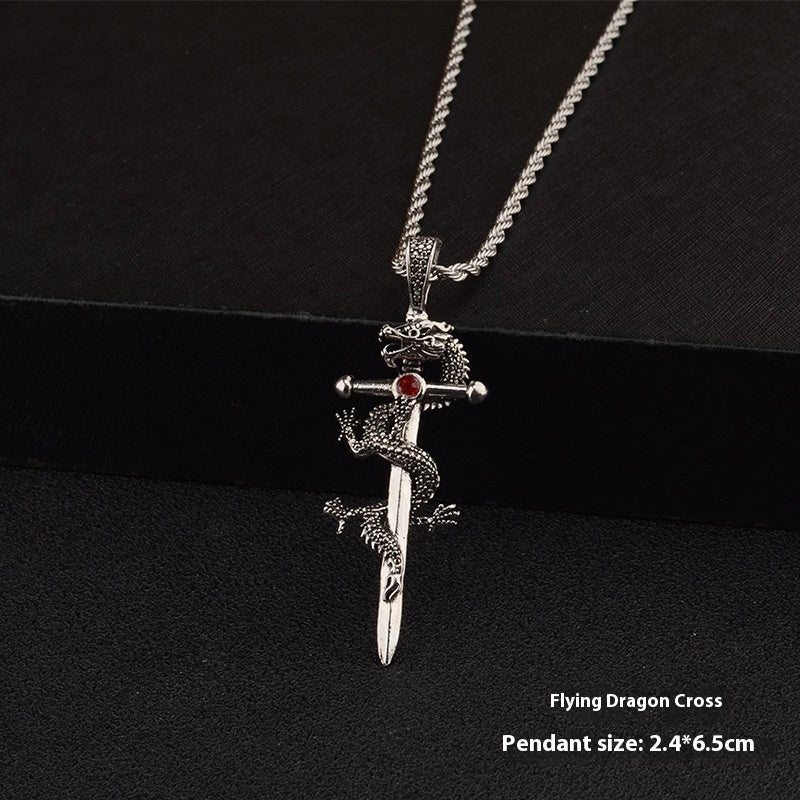 Dragon Sword Pendant Necklace with unique designs and titanium steel chain