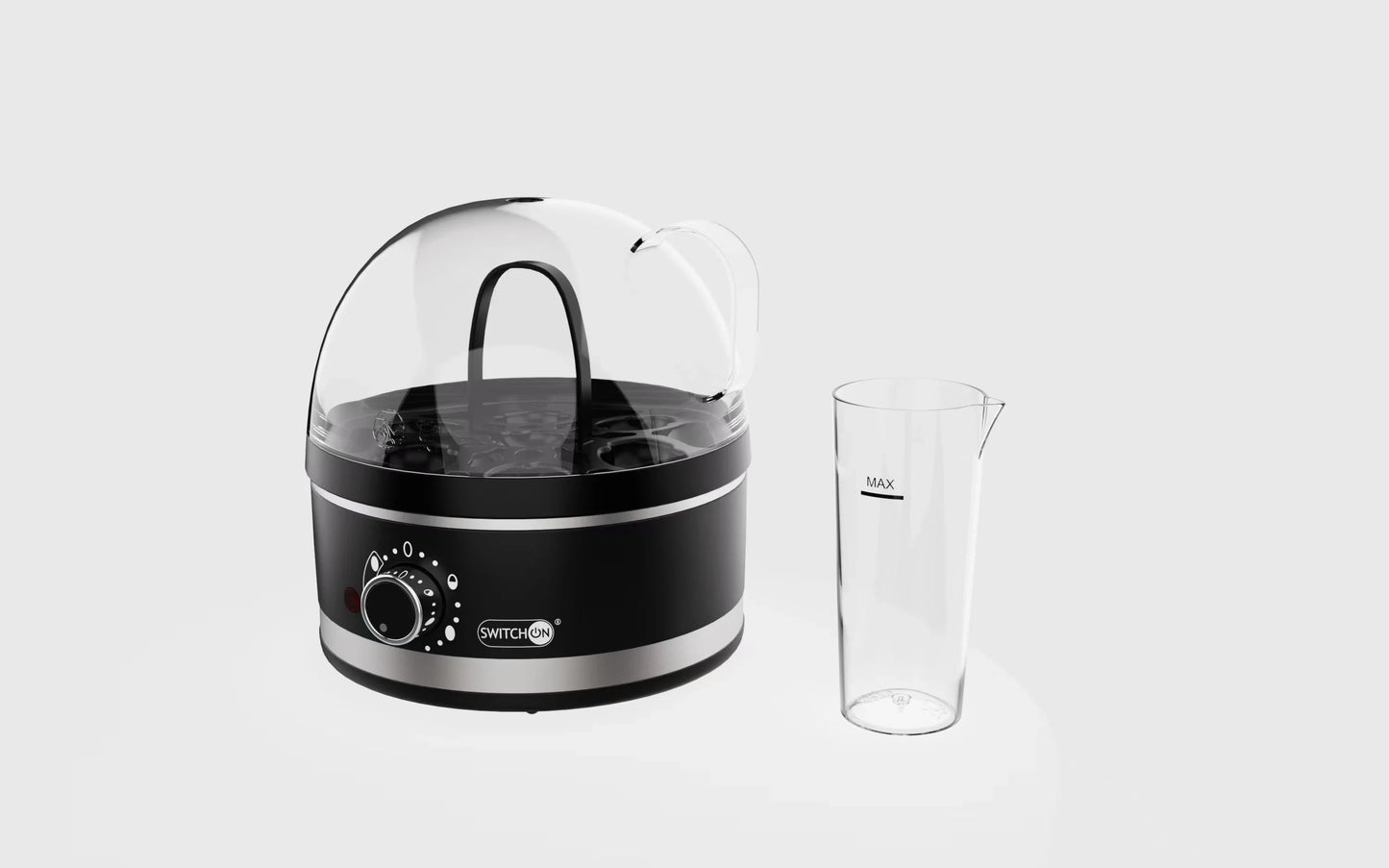 Mini multifunctional household plug-in steam boiler with stainless steel heating plates and adjustable egg hardness settings