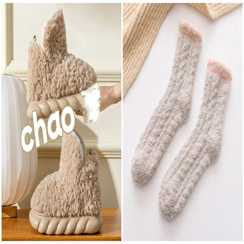 Cozy high-heel plush slippers in various colors for indoor and outdoor wear