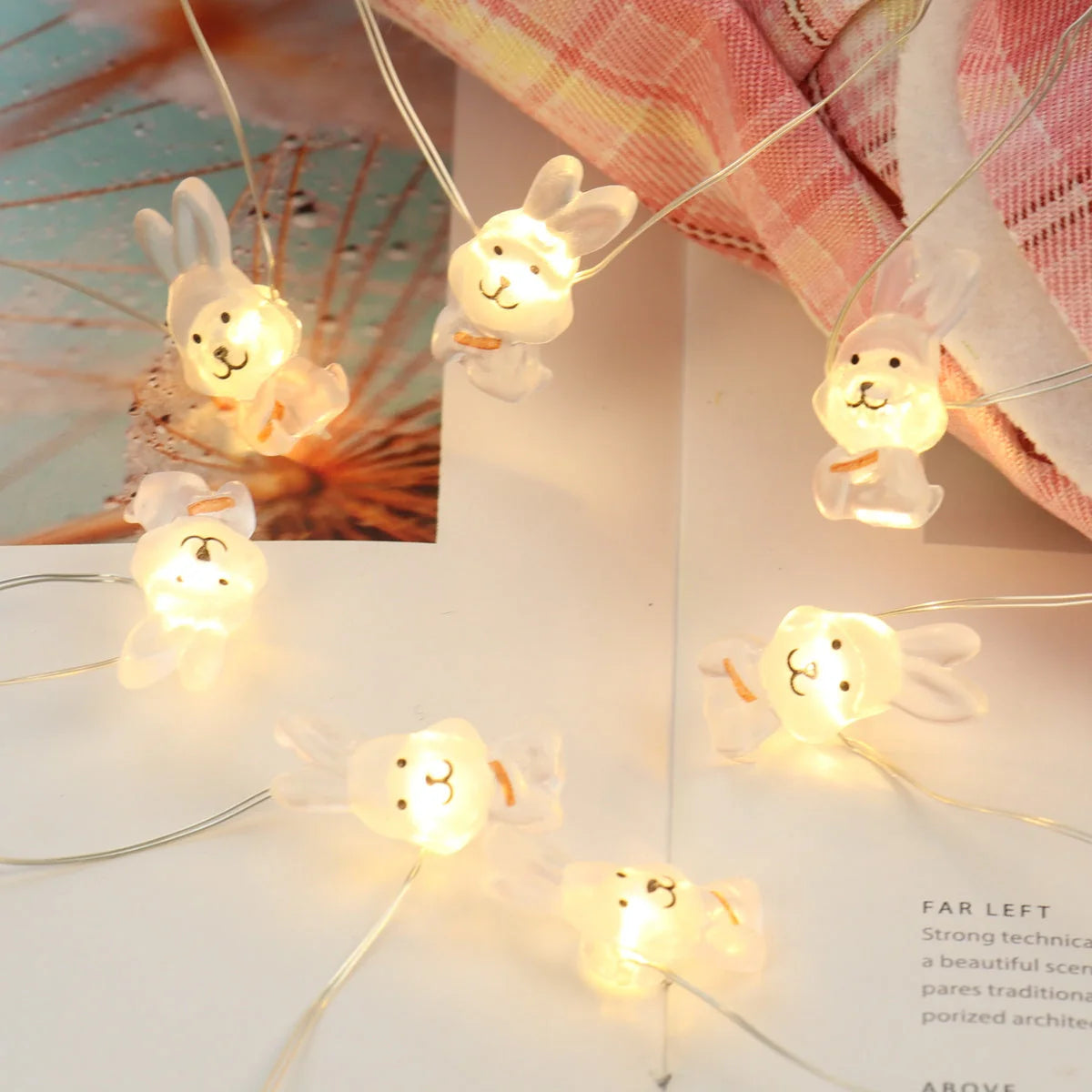 Easter LED Bunny String Lights with carrot and rabbit designs for festive home decor