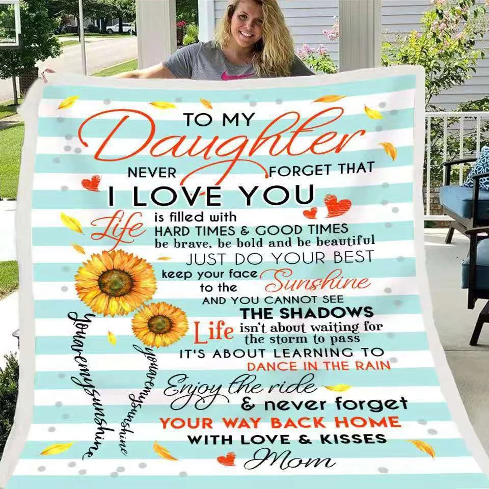 Digital printed letter to daughter blanket in soft lamb velvet flannel