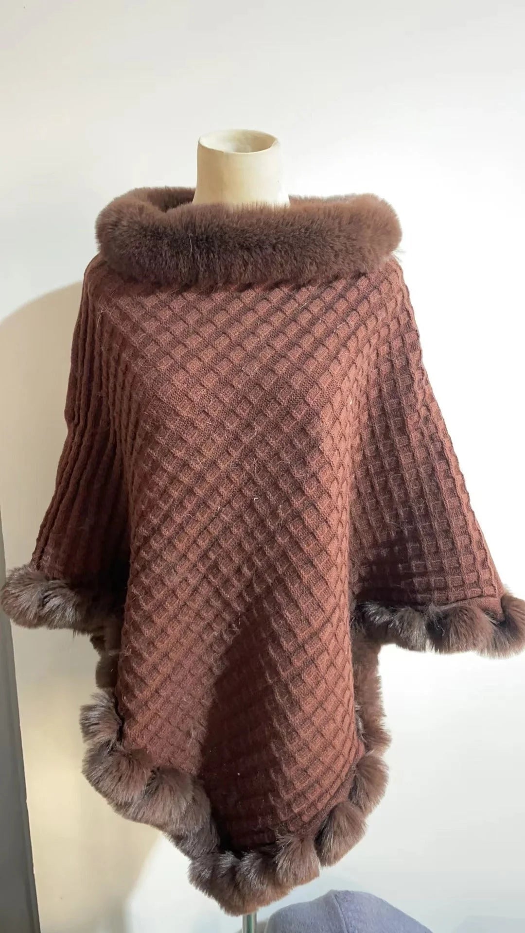Rex Rabbit Fur Collar Shawl Cape in various colours