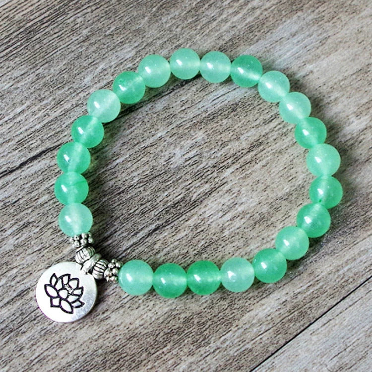 Handmade matte amazonite stone strand bracelet with OM and lotus charms