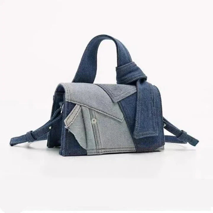 Stylish Kiwi denim crossbody bag with chic applique decoration and ample storage space