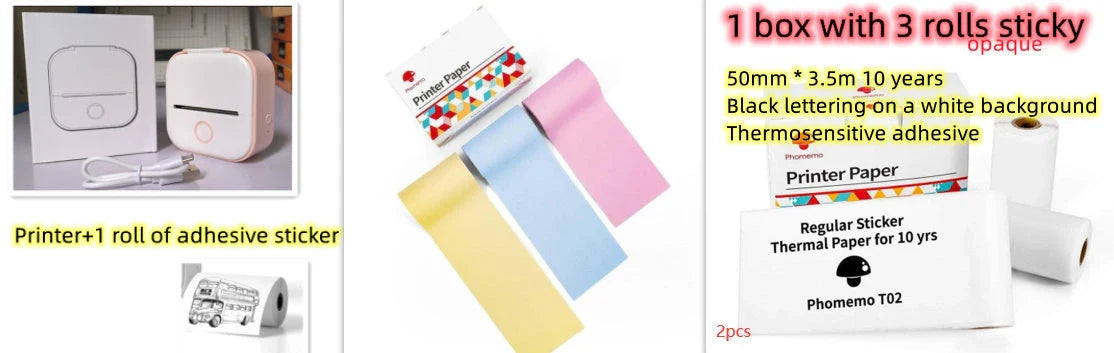 Portable Mini Thermal Label Printer with Bluetooth connectivity in various colours