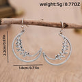 Retro alloy moon pendant earrings for women, geometric shape, picture colour, 1 pair on display