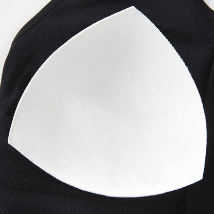 Front zipper sports bra in black with shockproof support and beauty back design