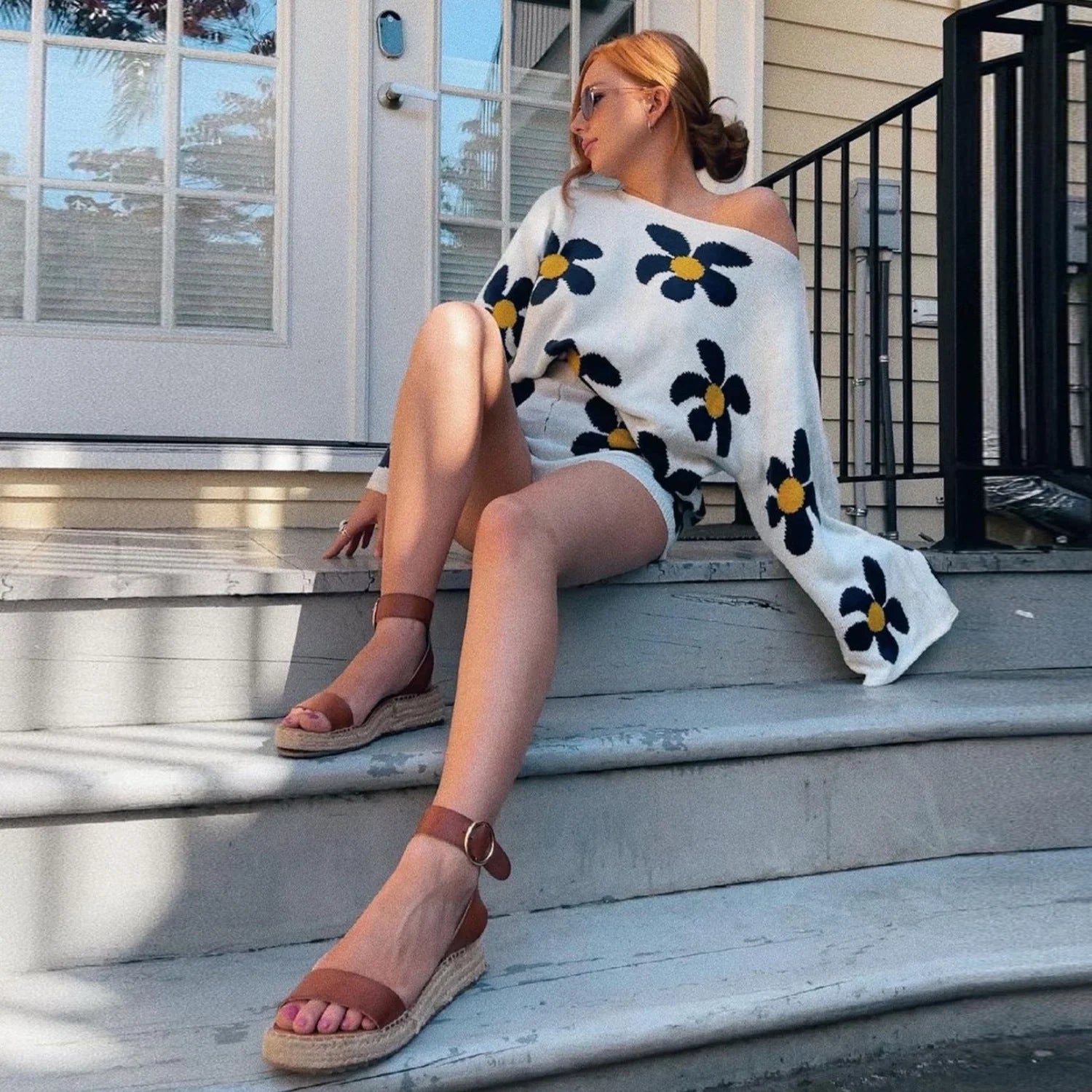 Leisure Colour Flower Woolen Suit in white, pink, brown, and navy blue with embroidery detailing